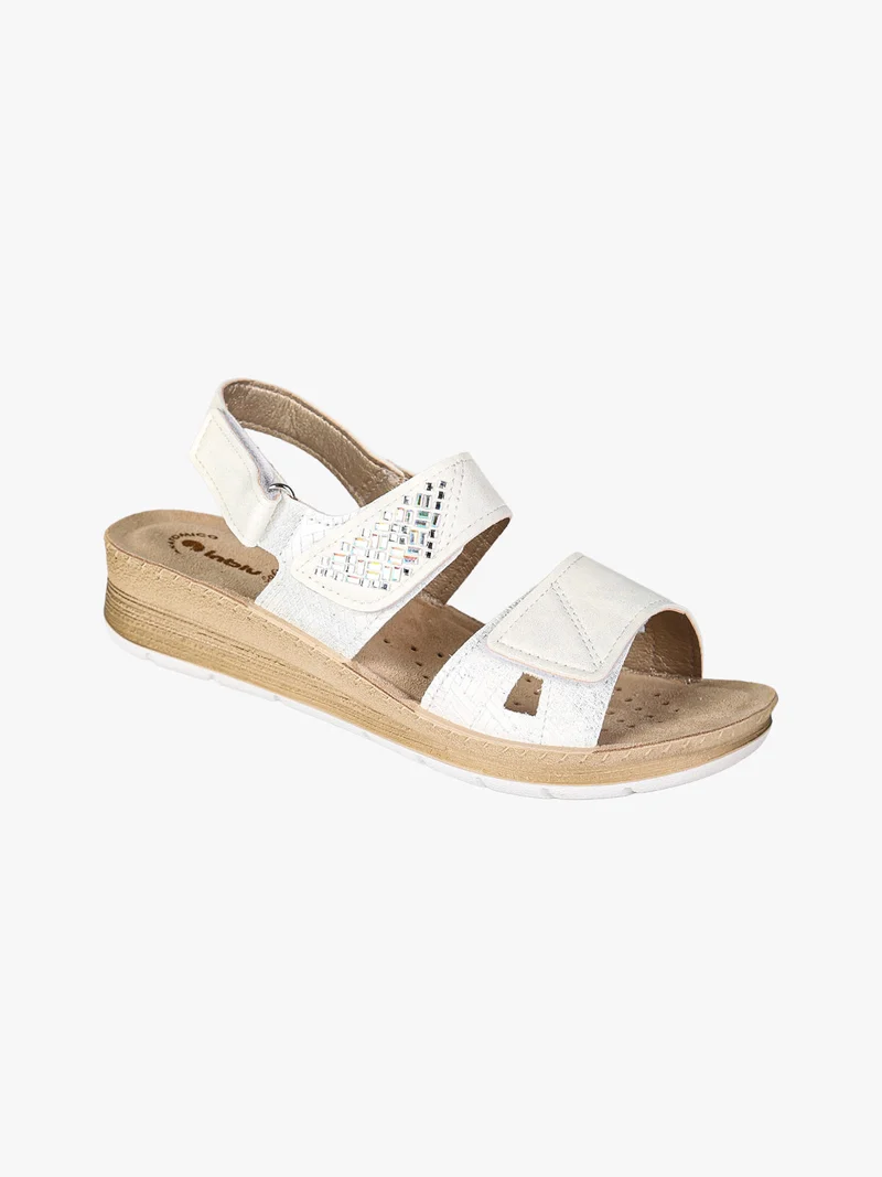 Sandali donna con zeppa e cinturini a strappo - bianco