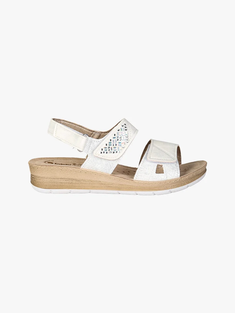 Sandali donna con zeppa e cinturini a strappo - bianco