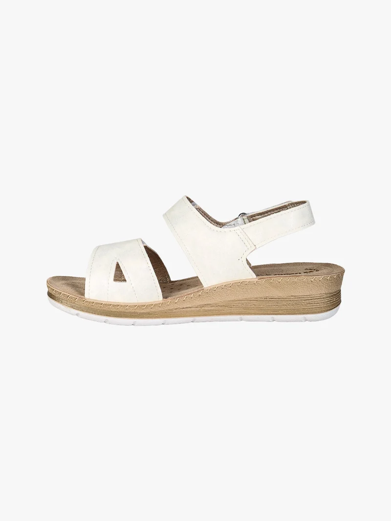 Sandali donna con zeppa e cinturini a strappo - bianco