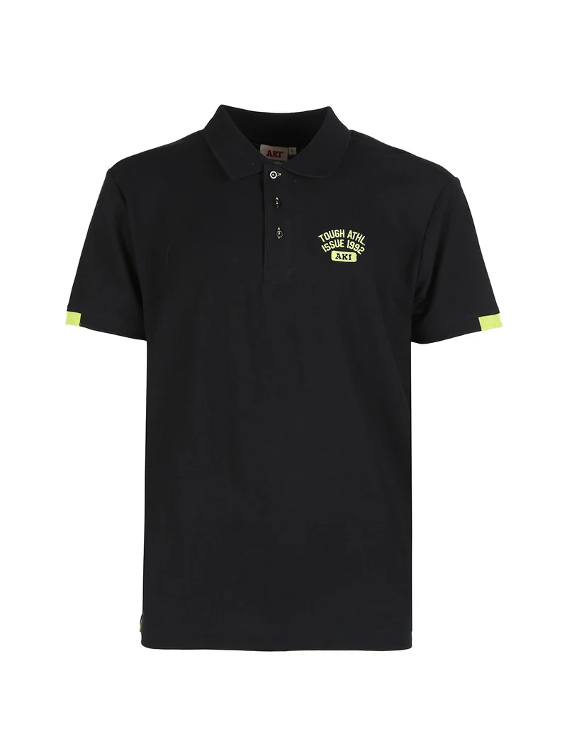 Polo da uomo in cotone a maniche corte - nero