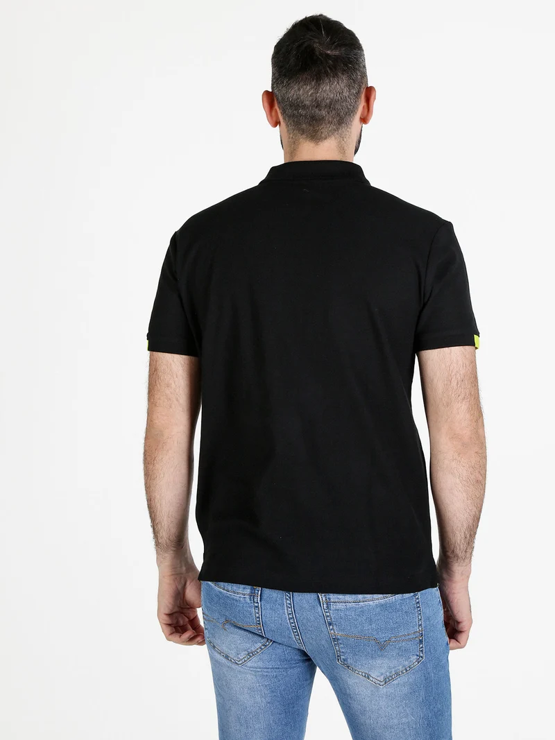Polo da uomo in cotone a maniche corte - nero