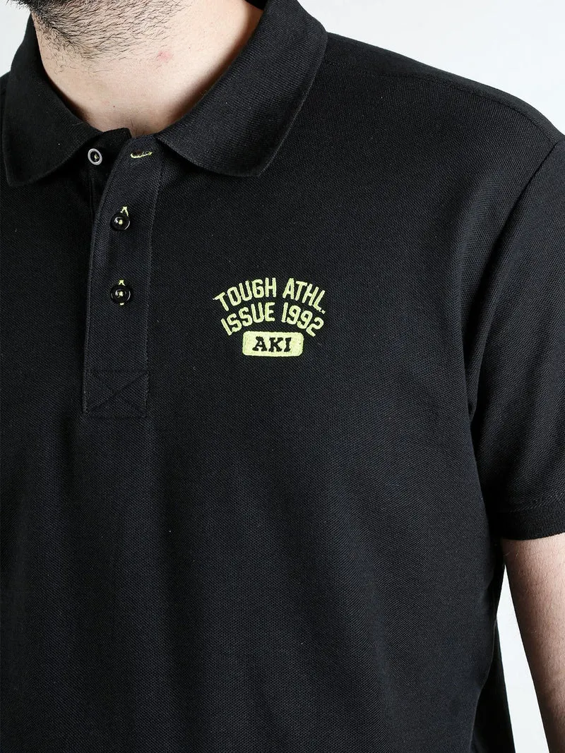 Polo da uomo in cotone a maniche corte - nero