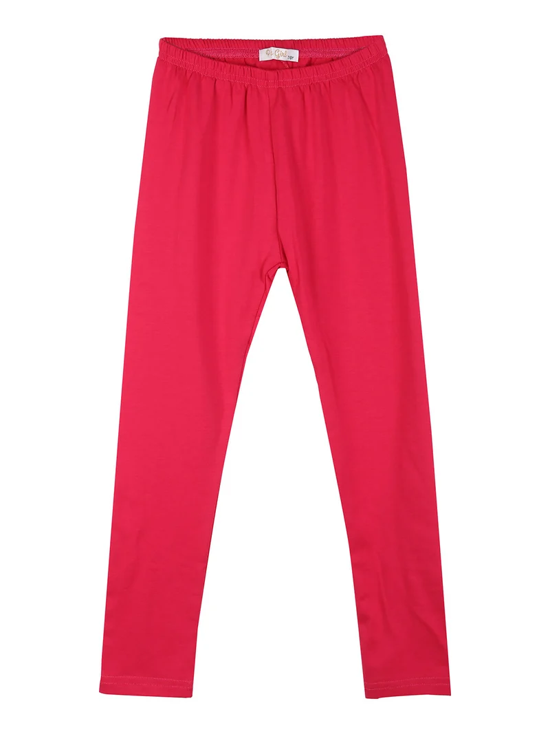 Leggings da bambina in cotone con interno spazzolato - fucsia