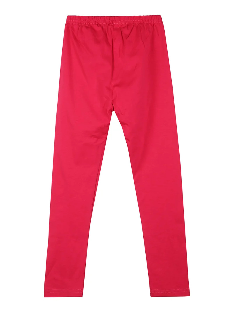 Leggings da bambina in cotone con interno spazzolato - fucsia