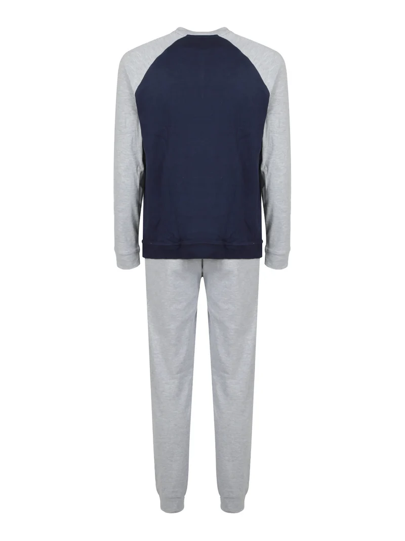 Pigiama lungo da uomo in cotone - blu scuro
