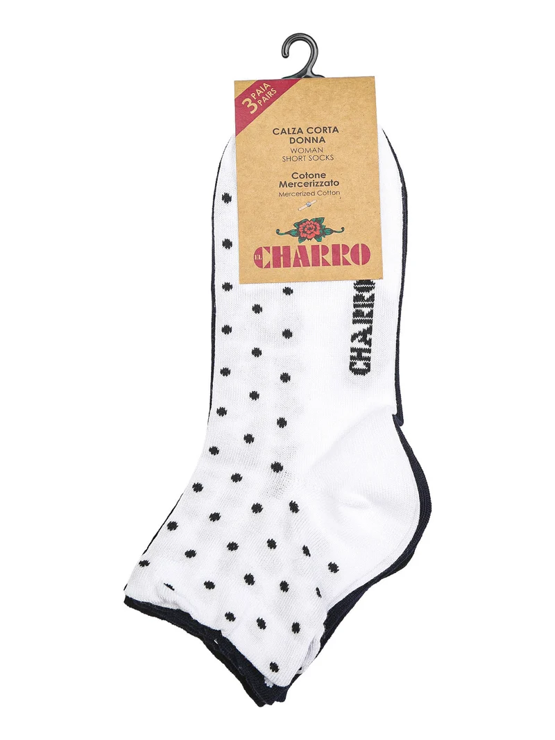 Confezione da 3 paia di calze corte da donna a pois - bianco