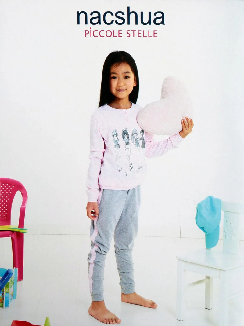 Amma Pigiama lungo bambina in cotone - rosa