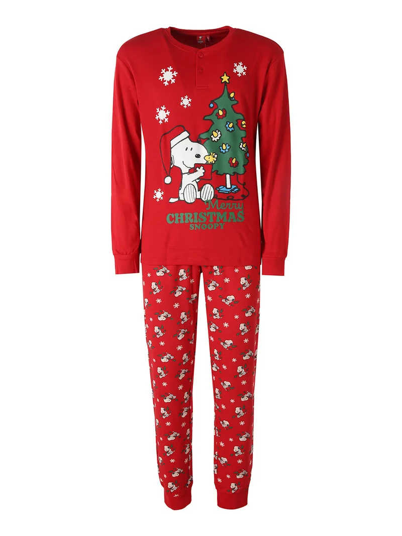 Snoopy pigiama natalizio uomo in cotone - rosso