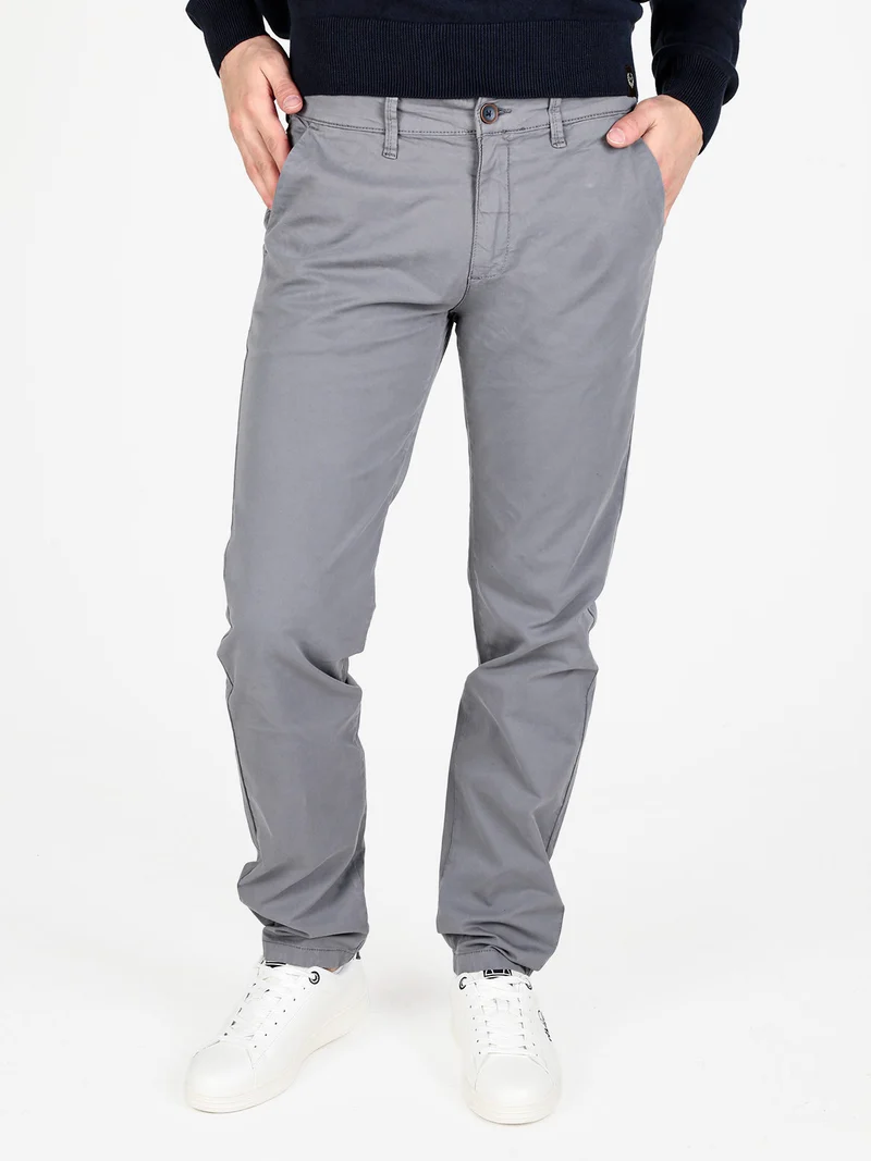 Pantaloni da uomo in cotone a vita bassa - grigio