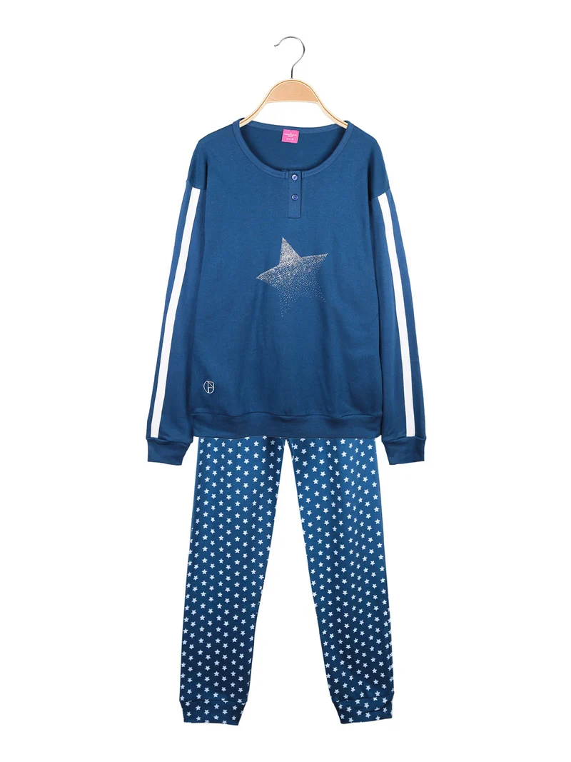 Pigiama lungo da ragazza - blu