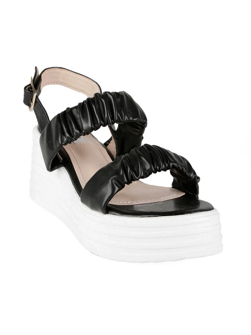 Sandali donna con zeppa - nero