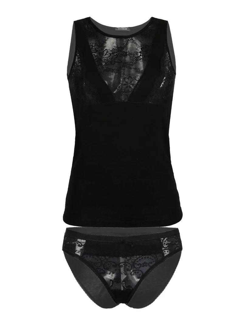 Coordinato intimo canotta + slip - nero