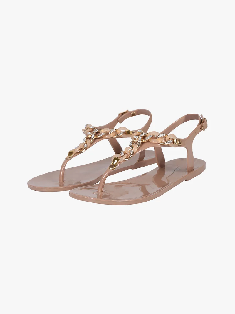 Infradito donna gioiello in gomma - beige