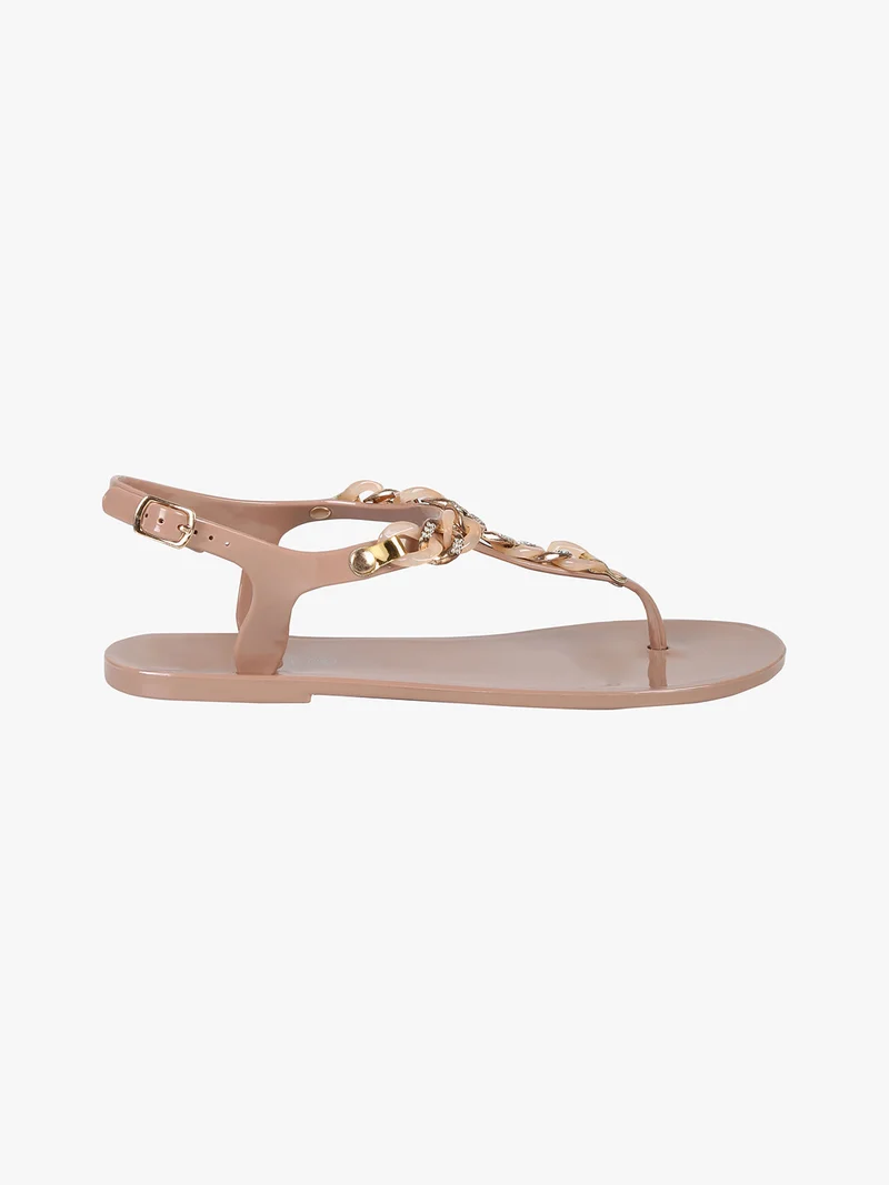 Infradito donna gioiello in gomma - beige