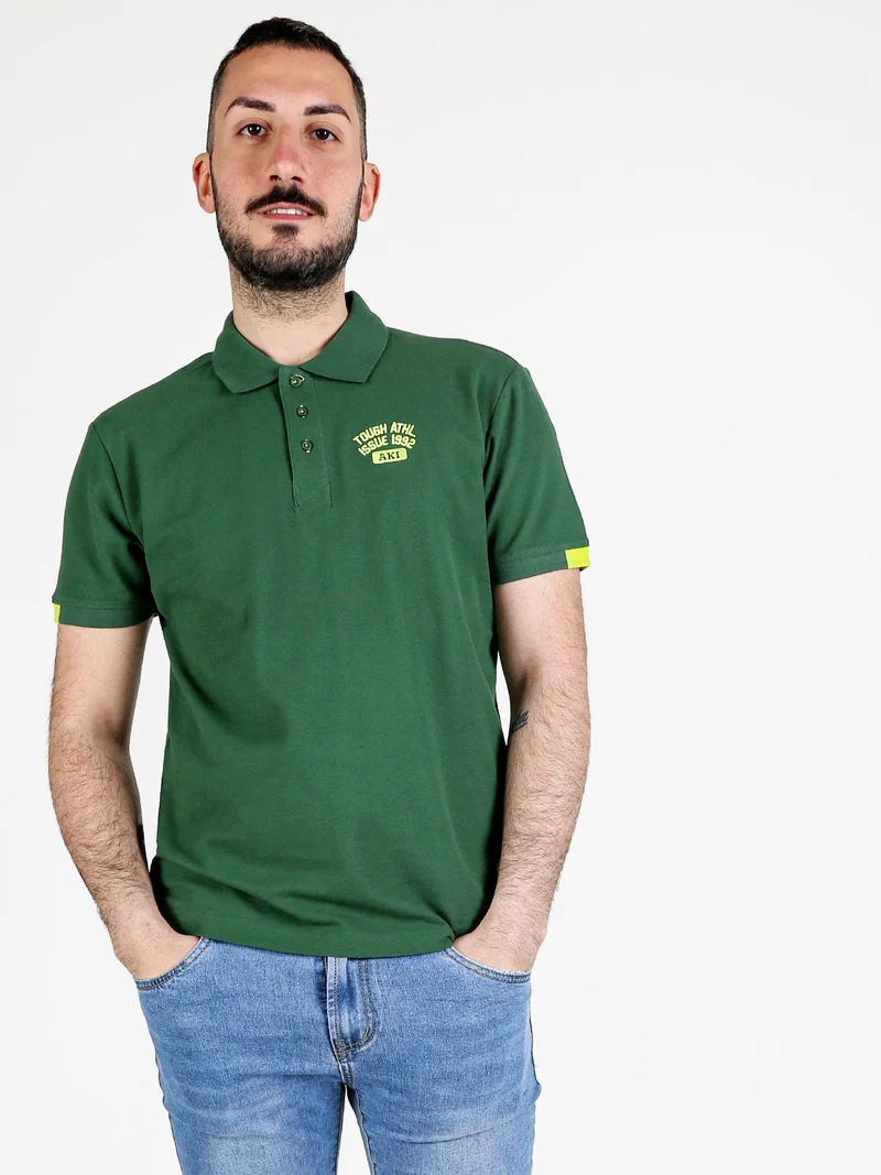 Polo da uomo in cotone a maniche corte - verde