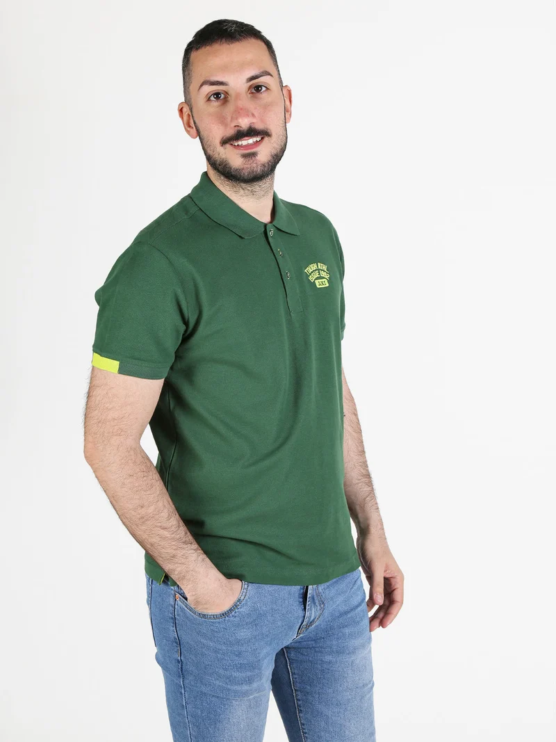 Polo da uomo in cotone a maniche corte - verde