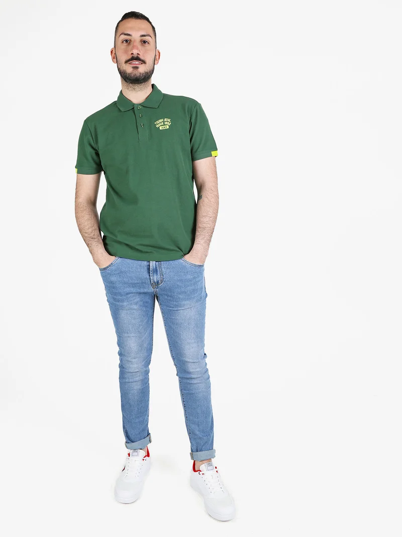 Polo da uomo in cotone a maniche corte - verde