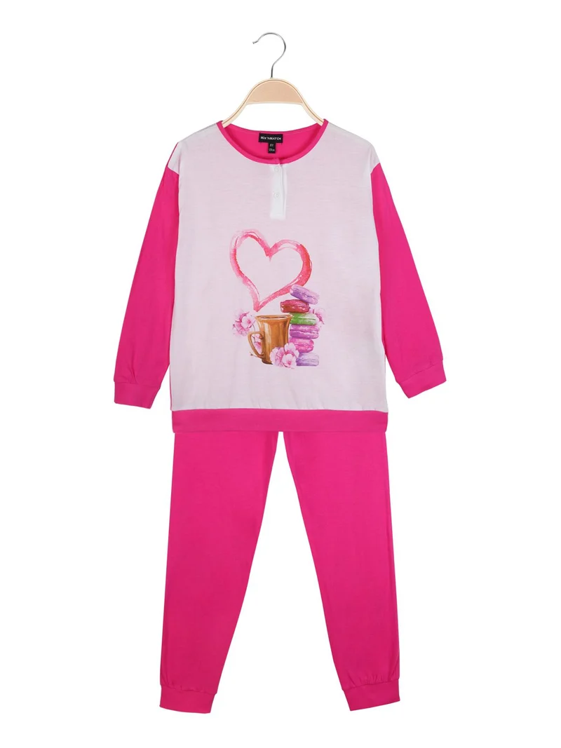 Pigiama lungo in cotone bambina - bianco