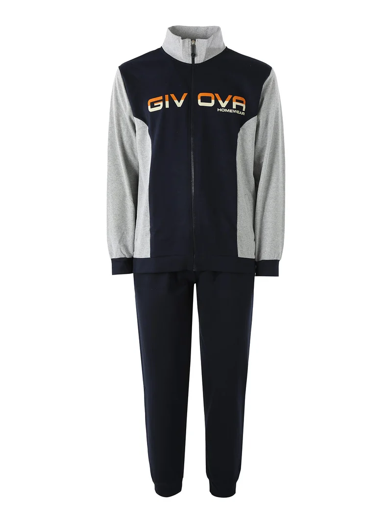 Completo tuta da uomo full zip in cotone - blu scuro