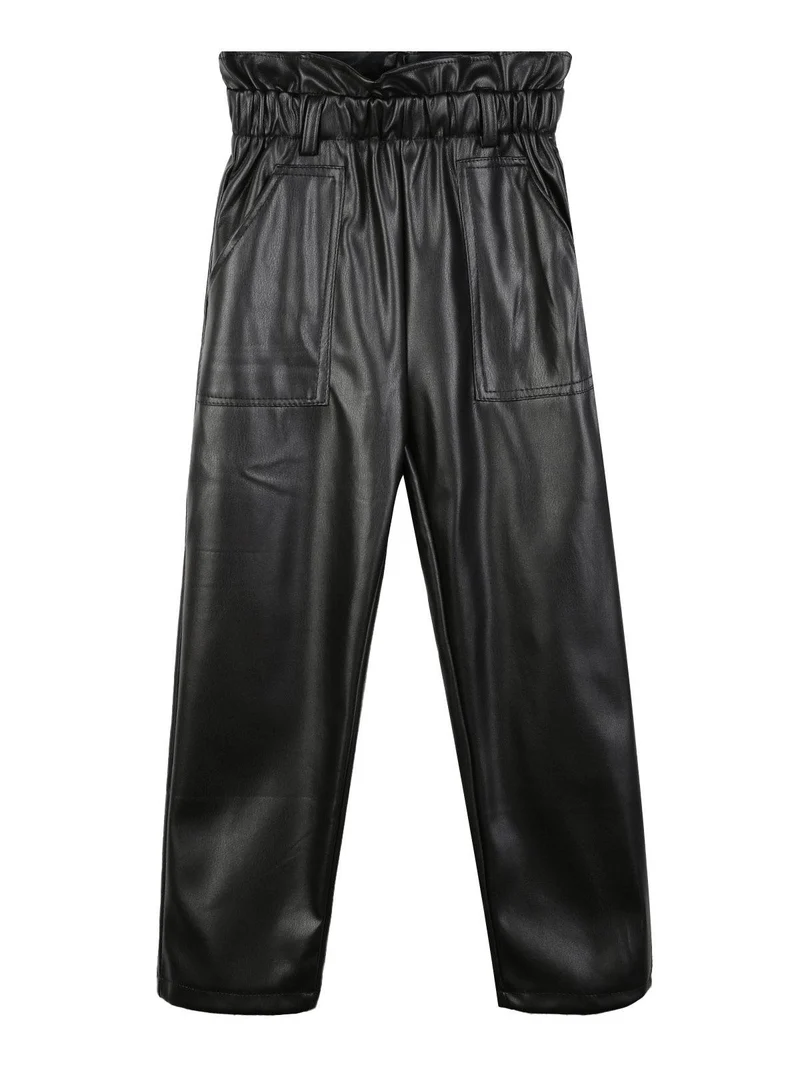 Pantaloni bimba a in ecopelle vita alta - nero