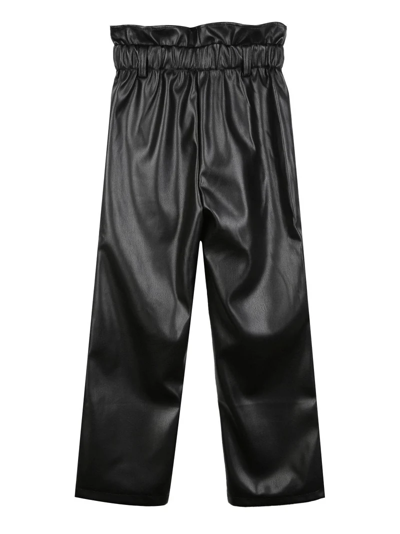 Pantaloni bimba a in ecopelle vita alta - nero