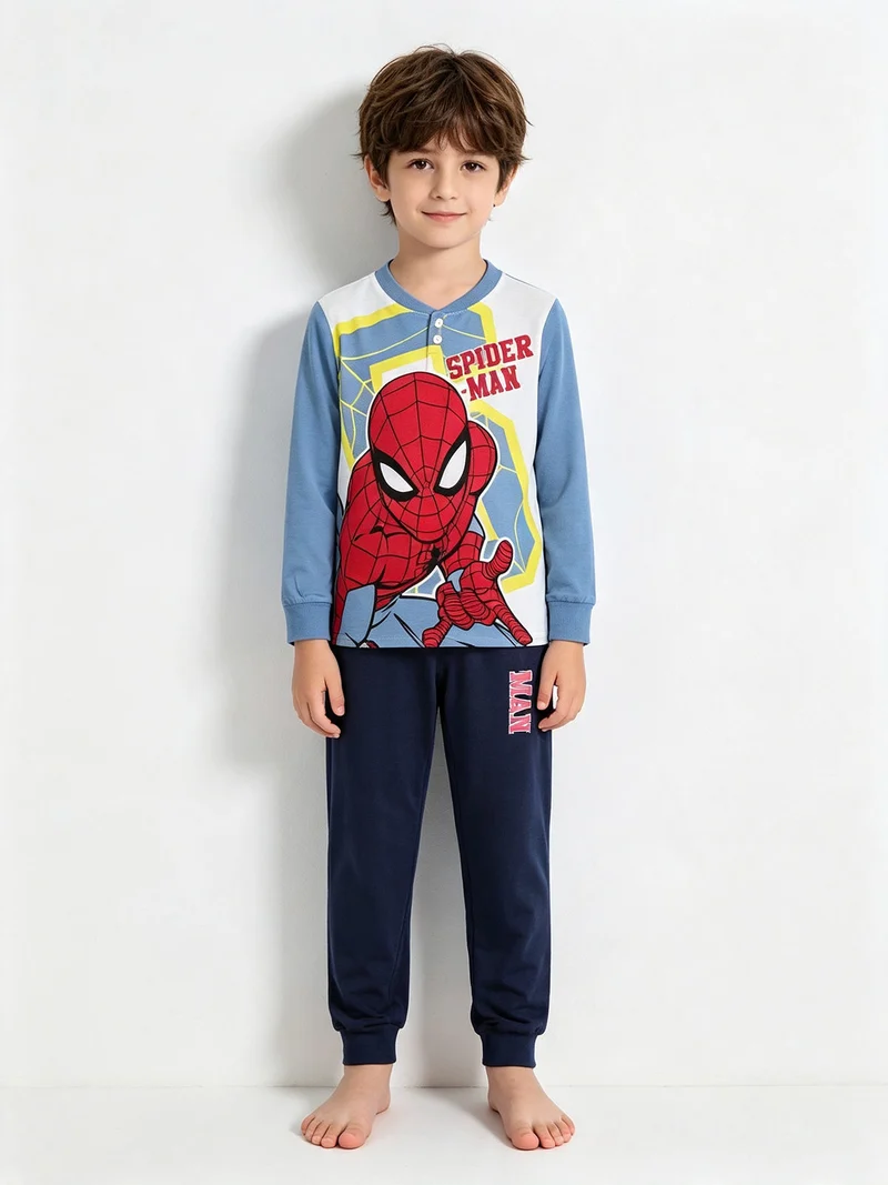 Pigiama lungo da bambino in cotone - azzurro