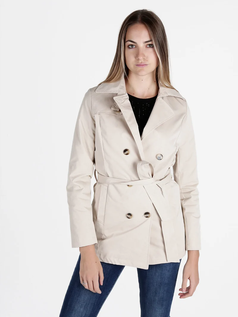 Trench donna con bottoni a doppiopetto - beige