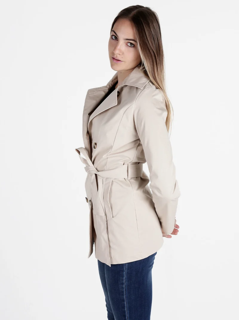 Trench donna con bottoni a doppiopetto - beige