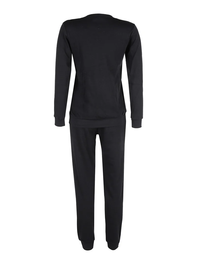 Pigiama lungo da donna in caldo cotone - nero
