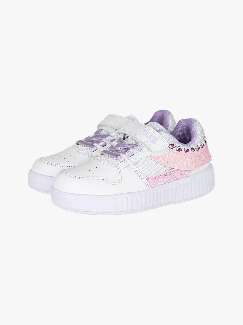 Sneakers da ragazza basse con cinturino a strappo - bianco