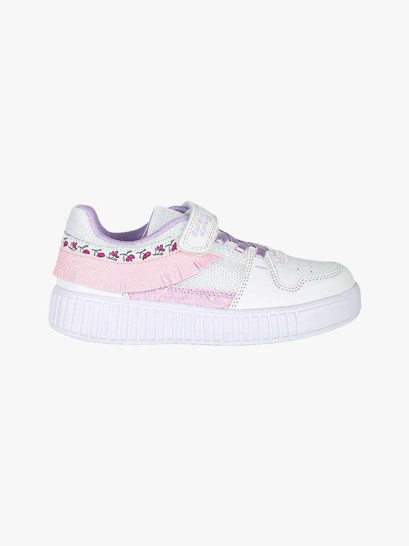 Sneakers da ragazza basse con cinturino a strappo - bianco