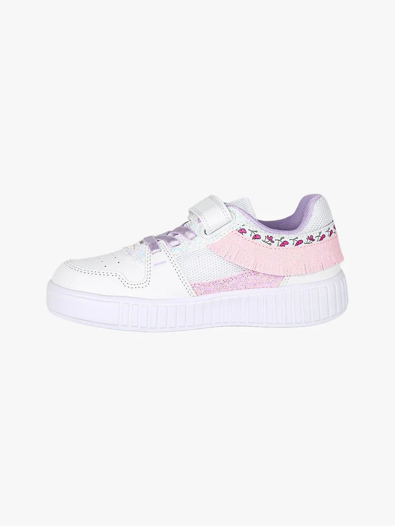 Sneakers da ragazza basse con cinturino a strappo - bianco