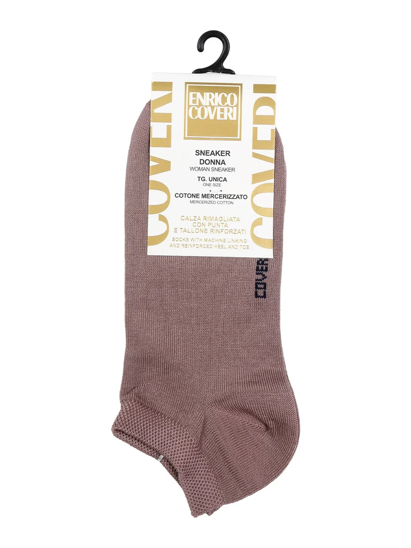 Calze corte sneaker da donna in cotone mercerizzato - taupe