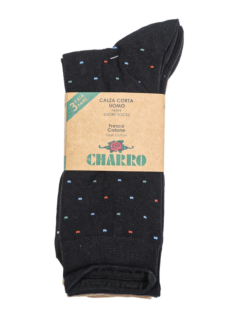 Confezione da 3 paia di calze corte da uomo in fresco cotone - beige