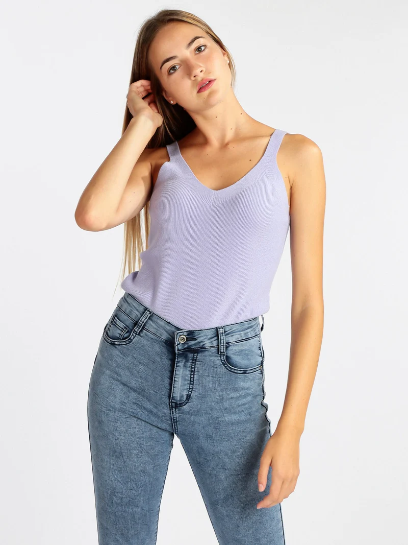 Top donna in maglia - lilla