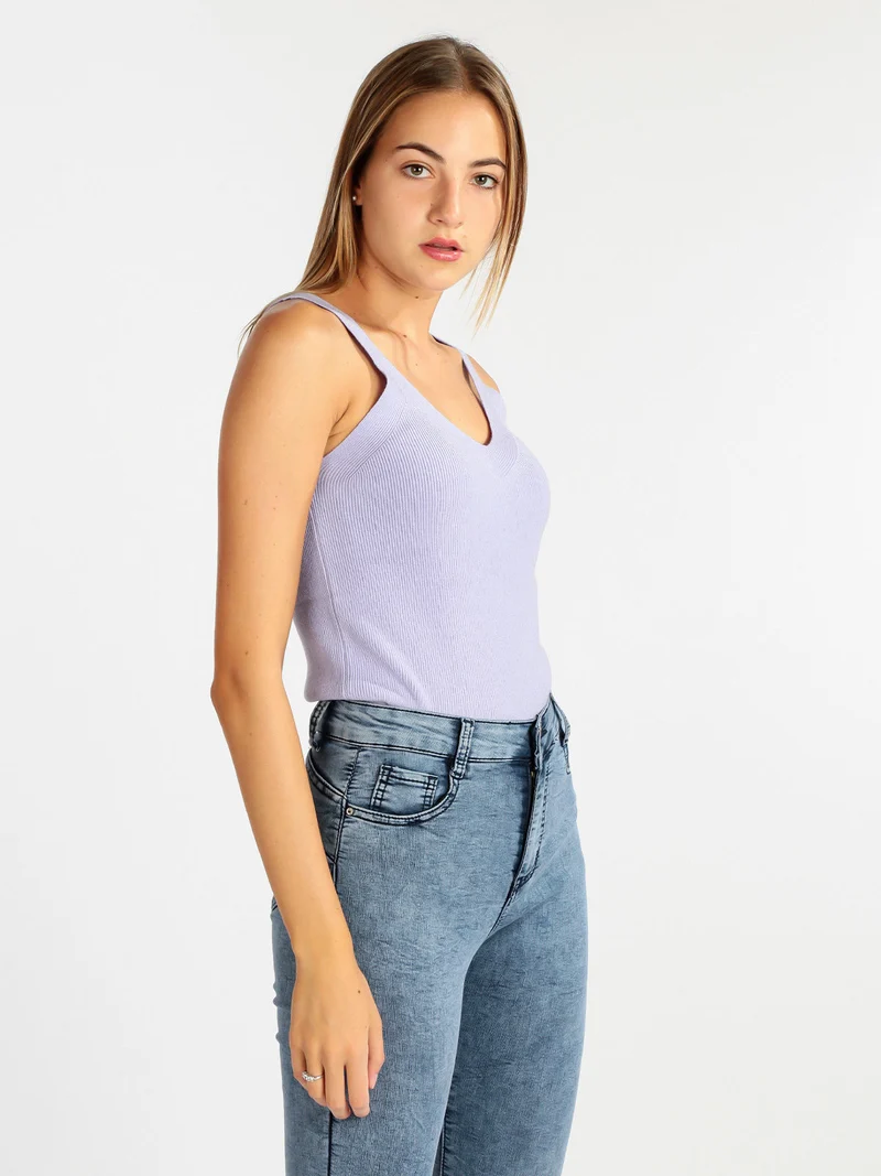 Top donna in maglia - lilla
