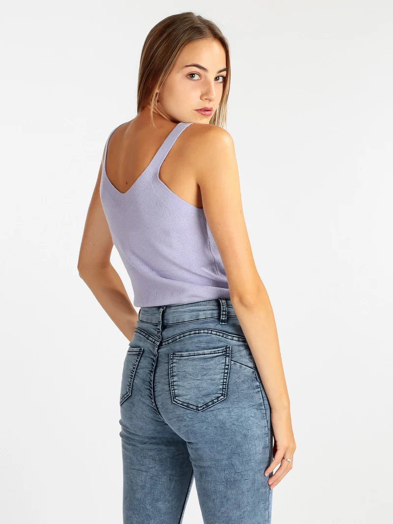 Top donna in maglia - lilla