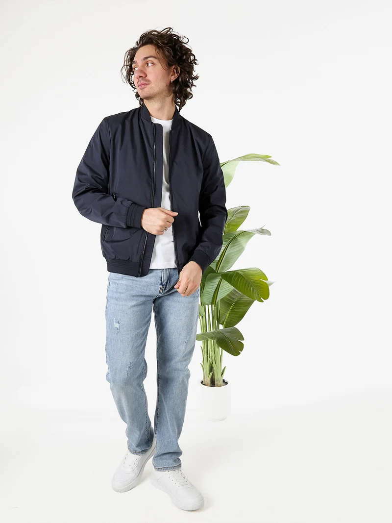AVOLA giacca bomber da uomo con zip - blu scuro