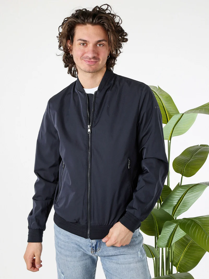AVOLA giacca bomber da uomo con zip - blu scuro