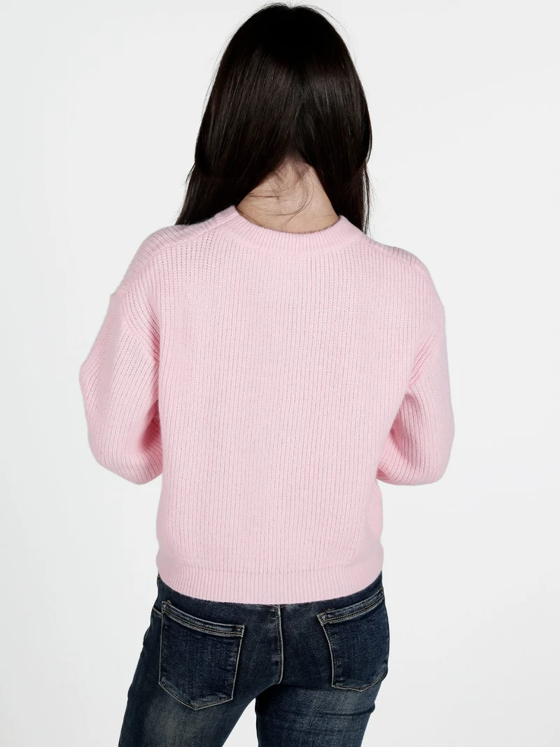 Maglione donna oversize con ricami - rosa