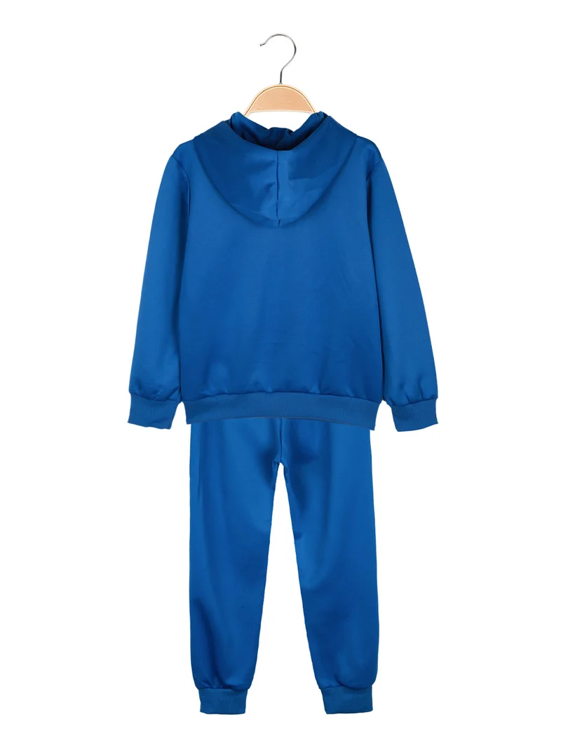 Completo tuta da bambino 2 pezzi con cappuccio e zip - blu