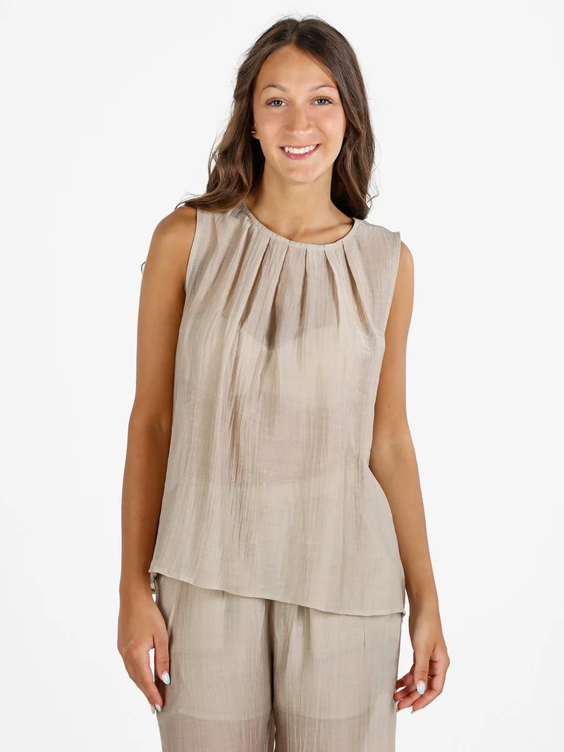 Top donna tinta unita - beige