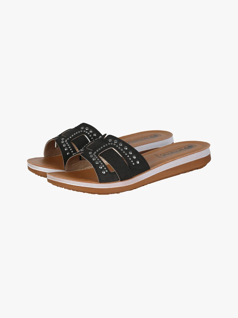 Ciabatte donna con piccole borchie - nero