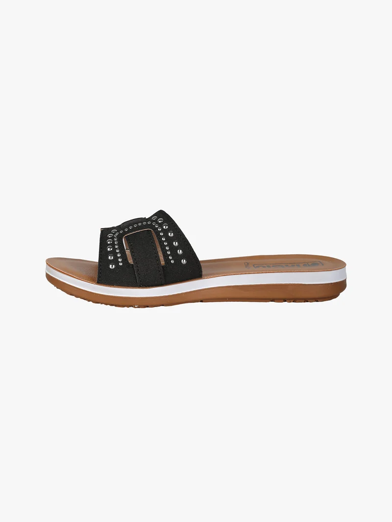 Ciabatte donna con piccole borchie - nero