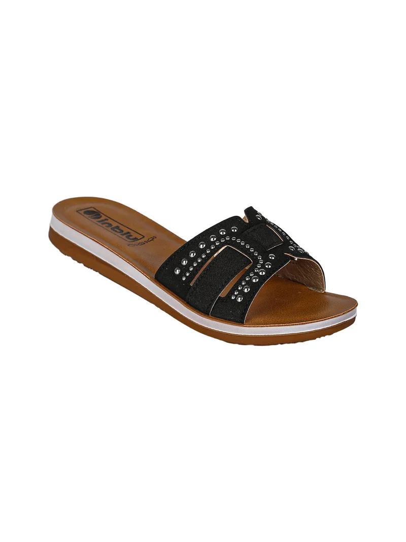 Ciabatte donna con piccole borchie - nero