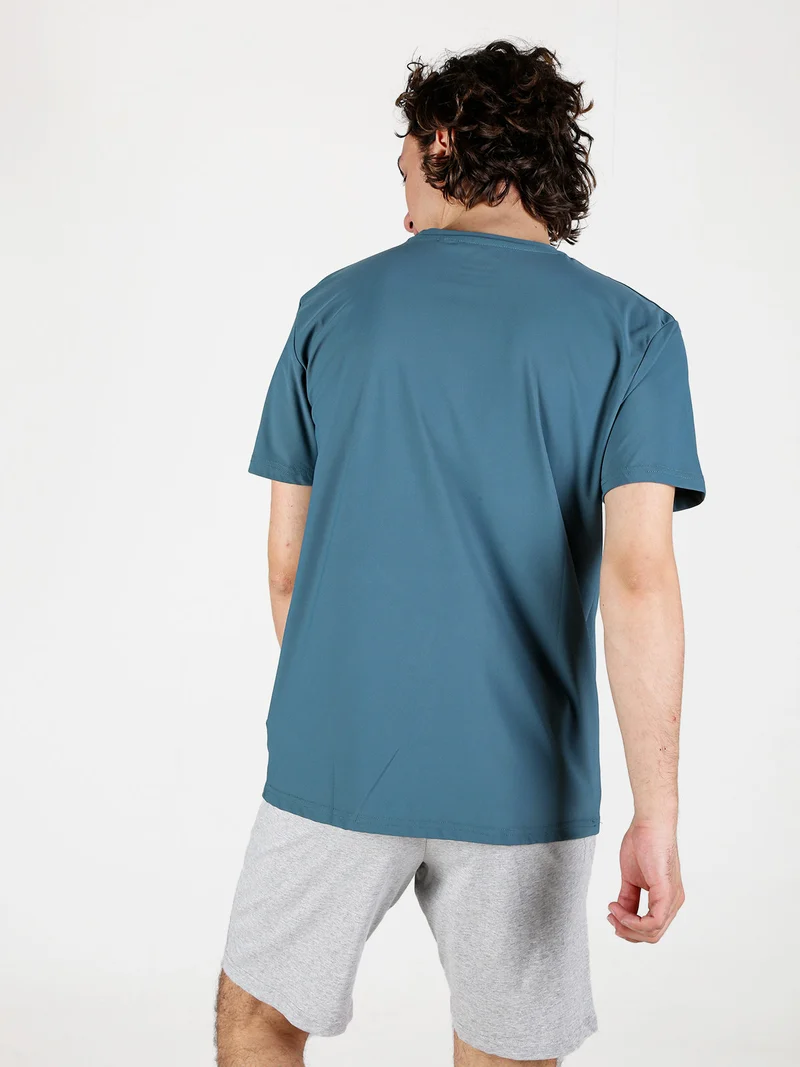 T-shirt sportiva da uomo in tessuto tecnico - ottanio