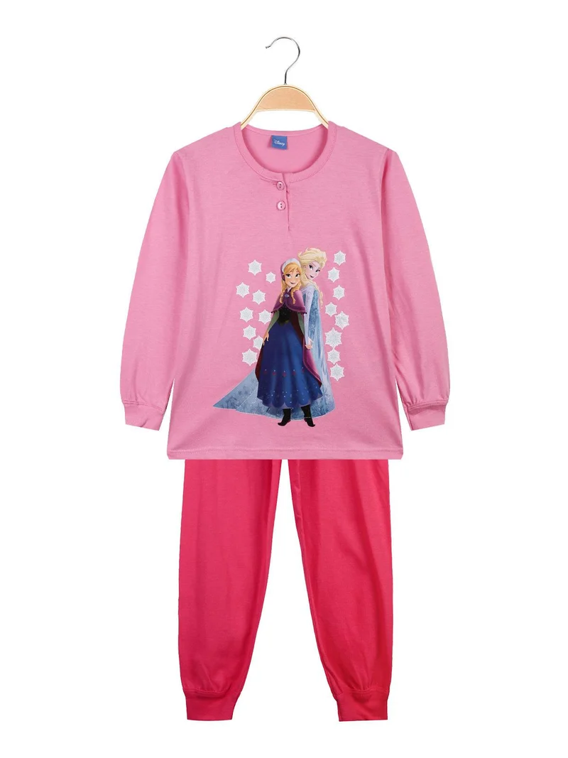 Anna e Elsa pigiama lungo bambina in cotone - rosa