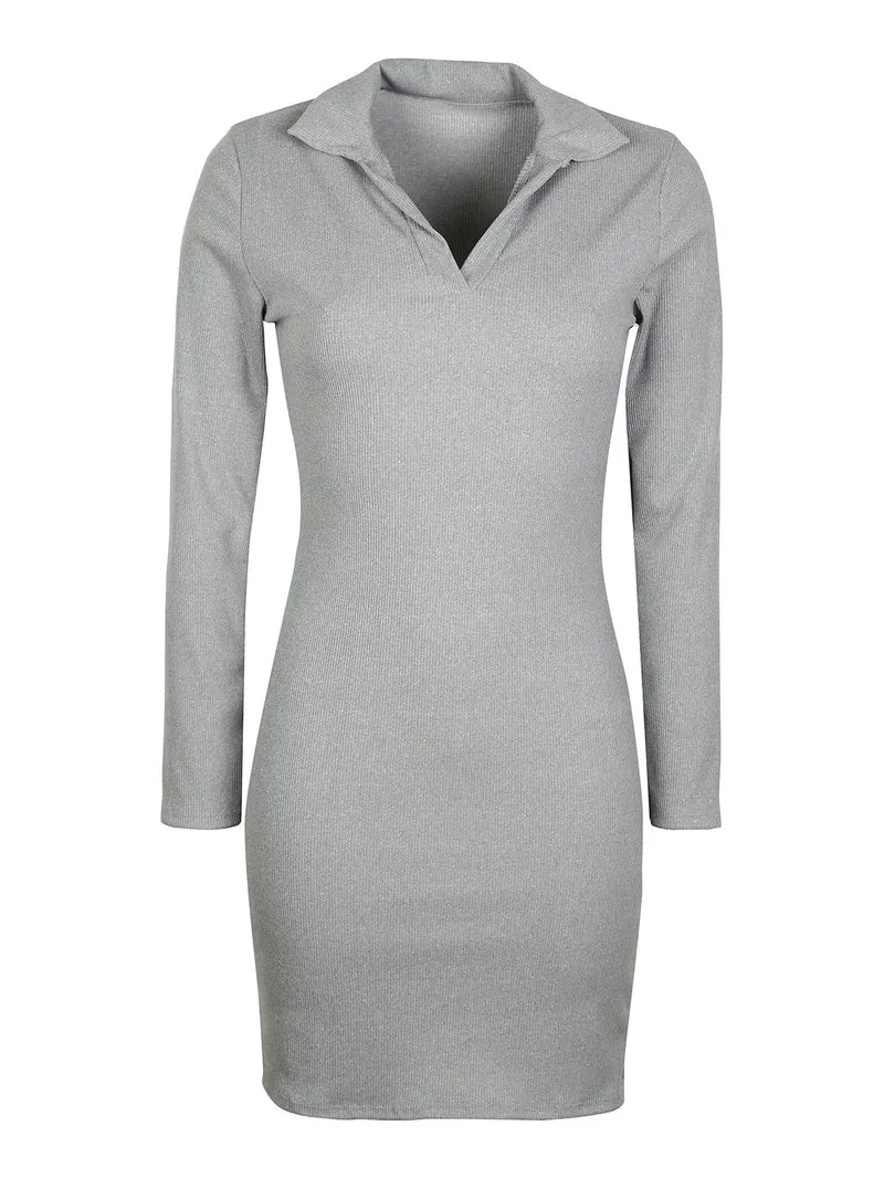 Vestito donna con colletto - grigio