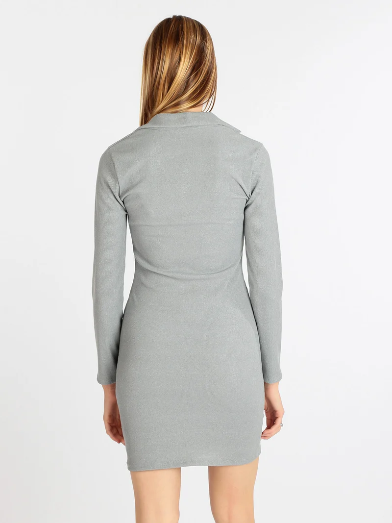 Vestito donna con colletto - grigio