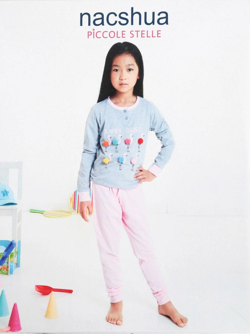 Molly Pigiama lungo bambina in cotone - rosa